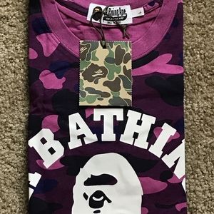 BAPE 1st Camo College Tee Purple Size Large